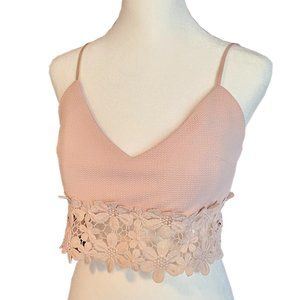 Pink Lace Floral Bralette Top